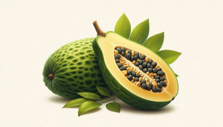 Papaya fruit isolated on white background. 3d illustration.