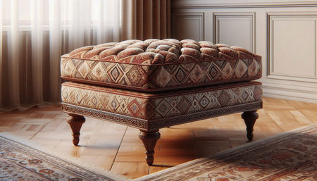 Vintage sofa in the living room. 3D render. Vintage furniture.