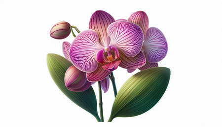 pink orchid flower isolated on white background with clipping path.の写真素材