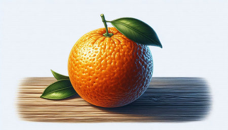Ripe orange with leaves on a white background. 3d illustrationの写真素材
