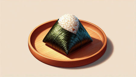 japanese rice dumplings on a wooden plate with shadow