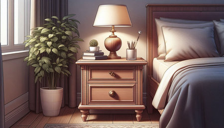 Bedroom interior. 3d illustration. Bedroom with bed.