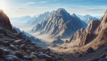 Mountain and lake. 3D illustration.