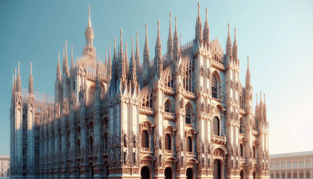 Panoramic view of Milan Cathedral (Duomo di Milano), Italy.