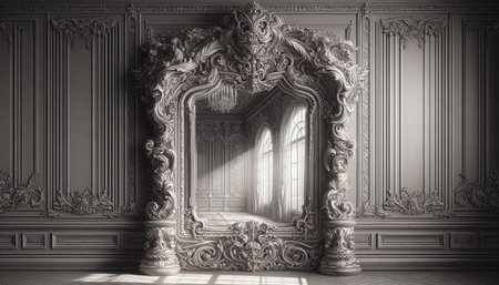 Classic interior of the room. 3D illustration. Hallway with classic furniture.