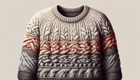 Warm knitted sweater with a pattern on a mannequin