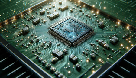Circuit board close-up. Computer hardware. Technology background.