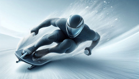 Skater sliding downhill on a luge track 3D rendering