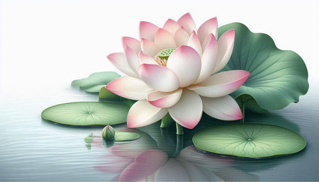 Beautiful lotus flower on the water background. Vector illustration.の写真素材