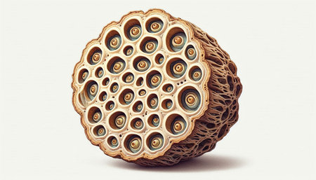 3d illustration of a lotus flower in the form of a circleの写真素材