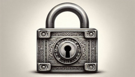 Padlock on a gray background. 3D illustration. Conceptual image.