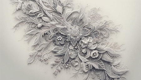 Close up of white lace on white background. Filtered image processed vintage effect.