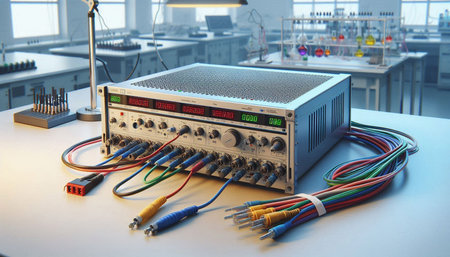 Electrical equipment in the laboratory. 3d rendering. Computer digital drawing.の写真素材