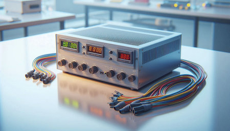 Electrical equipment in the laboratory, close-up. 3d rendering