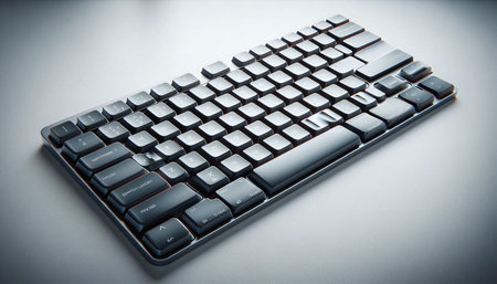 Computer keyboard on white background, closeup of photo with selective focus