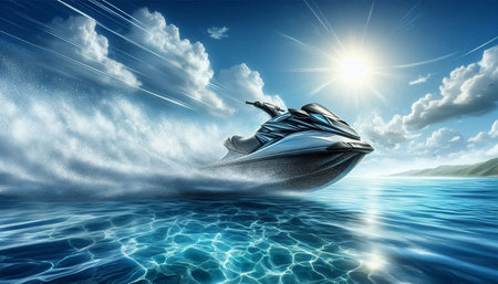 Boat on the sea. 3D render. Conceptual image
