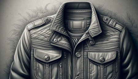 Vintage leather jacket on old paper background. 3D illustration.