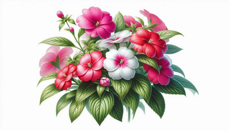 Illustration of a bouquet of flowers on a white background.の写真素材