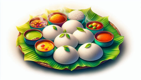 Rangoli of Assorted Assorted Desserts on White Background