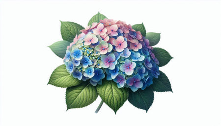 Hydrangea flower bouquet isolated on white background. Hydrangea macrophyllaの写真素材