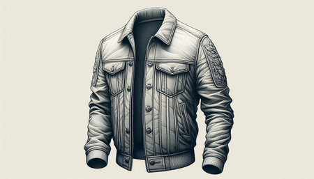 Men's leather jacket isolated on the white background. Vector illustration.