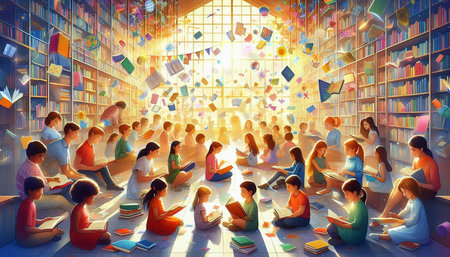 Diverse People Reading Books in a Library. Concept of Education and Learning.