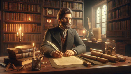 Lawyer sitting at his desk in his office. Law concept.