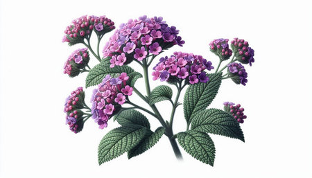 Purple hydrangea flowers on a white background. Vector illustration.