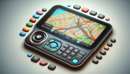 GPS navigator on a gray background. 3d illustration.