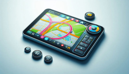 GPS navigator on the smartphone. 3D illustration. Vintage style.