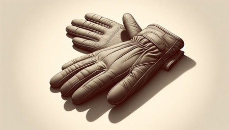 Leather gloves on a light background. Toned.