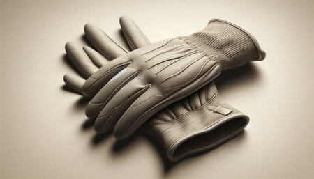Leather gloves on a beige background. 3d illustration.