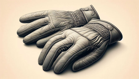 Pair of leather gloves isolated on white background. 3D illustration.