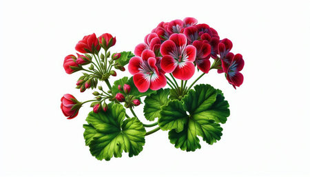 Geranium flowers isolated on white background. Realistic vector illustration.