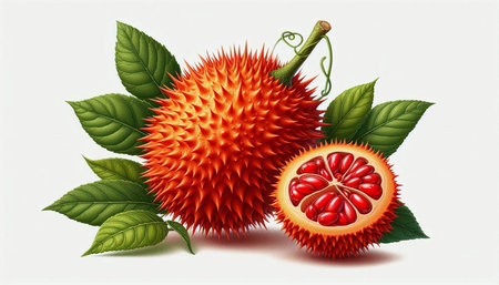 Gac fruit isolated on white background. Vector illustration. Eps 10.