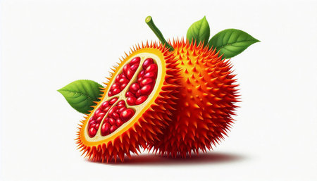 Gac fruit isolated on white background. Vector illustration. Eps 10.