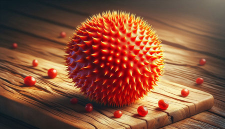 Covid-19 virus on a wooden background. 3d illustration