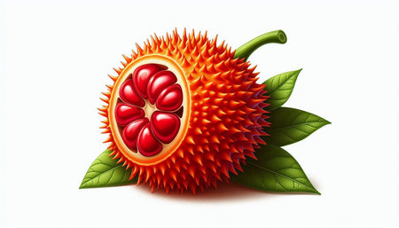 Kiwano fruit isolated on white background. Vector illustration. Eps 10.