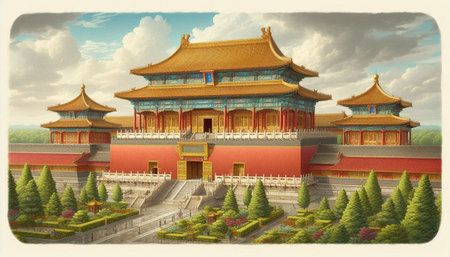 The ancient Chinese temple of the Forbidden City in Beijing, China.