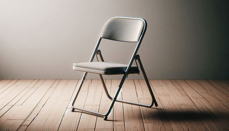 metal chair on the wooden floor in the room. 3d rendering