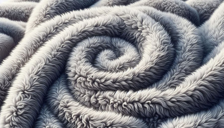 3d illustration of a white fur texture background with a spiral pattern