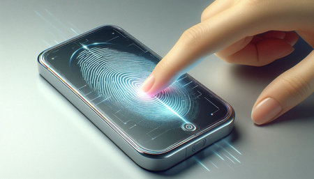Fingerprint scan provides security access with biometrics identification.