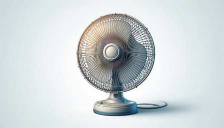 Modern electric fan on a white background. 3d render illustration.