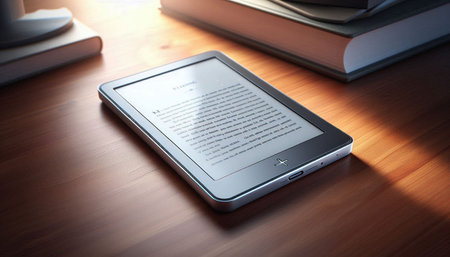 Tablet pc and books on wooden table, closeup. Education concept
