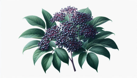 Sambucus nigra or elderberry isolated on white background