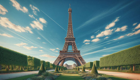 Eiffel Tower in Paris, France. 3D Rendering