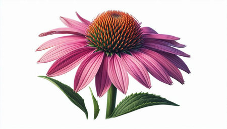 Echinacea flower isolated on white background, clipping path included.の写真素材