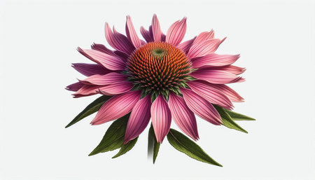 Pink Echinacea flower isolated on white background, clipping path includedの写真素材