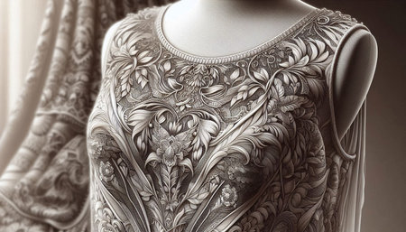 Luxury silver dress on a mannequin, 3d illustrationの写真素材