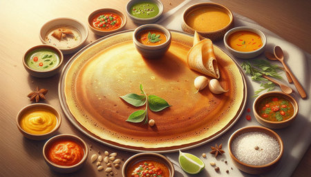 Spoonful of different soups in bowls on table, closeup